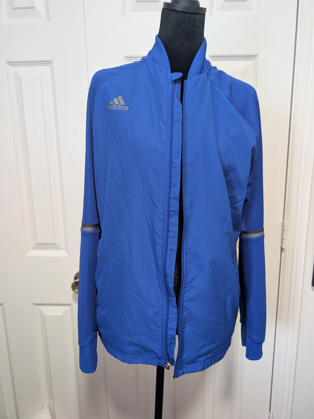 adidas Royal Blue Women's Athletic Bomber Jacket with Reflective Trim